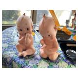 2PC VINTAGE CERAMIC KEWPIE DOLLS