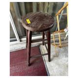2PC WOOD STOOL & VINTAGE CHAIR