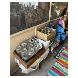 3 BOXES OF GLASS JARS