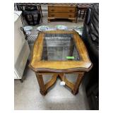 WOOD & GLASS TOP SIDE TABLE