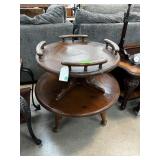 2 TIER SOLID WOOD BOOKSHELF / LAMP ROUND TABLE