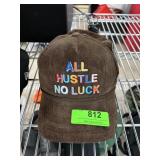 ALL HUSTLE NO LUCK BALL CAP FIELD GRADE NEW W TAGS