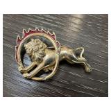 VINTAGE LION JUMPING THROUGH FIRE BROOCH PIN