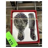 CHINESE STYLE PEACOCK COMB & MIRROR