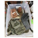 BIN OF MIXED MILITARY CANVAS BAGS ETC