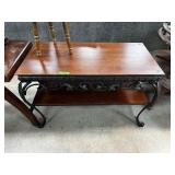 2 TIER METAL AND WOOD COFFEE TABLE