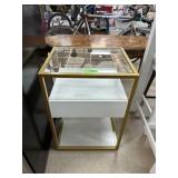 GLASS TOP NIGHT STAND / ACCENT TABLE W DRAWER