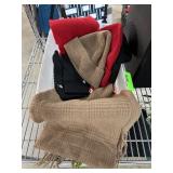 BIN OF MIXED POLO COLD WEATHER ITEMS SCARVES+