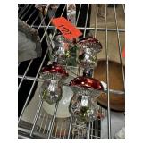 4 PC VINTAGE SMALL MUSHROOM BLOWN GLASS ORNAMENTS
