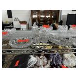 CUT CRYSTAL BOWL / TRAY & VTG SALT PEPPER SHAKERS