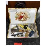 CIGAR BOX W MIXED COLLECTIBLES BOY SCOUTS+
