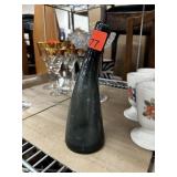 VINTAGE SMOKE BENT MID CENTURY GLASS VASE
