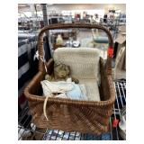 VINTAGE BASKET W OLDER BABY ITEMS