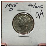 1945-D MERCURY SILVER DIME BETTER