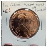 1 OZ COPPER BULLION ROUND WHITE HORSE OF CONQUEST
