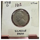 1938-D JEFFERSON NICKEL SCARCE DATE
