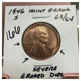 1946-S WHEAT PENNY CENT SEVERE ERODED DIES
