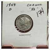 1943-D MERCURY SILVER DIME BETTER