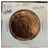 1 OZ COPPER BULLION ROUND LAKOTA