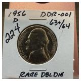 1956-D JEFFERSON NICKELDOUBLE DIE DDR-001