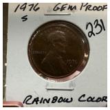 1976-S GEM PROOF RAINBOW COLOR MEMORIAL CENT