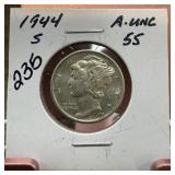 1944-S MERCURY SILVER DIME BETTER