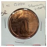 1 OZ COPPER BULLION ROUND STANDING LIBERTY