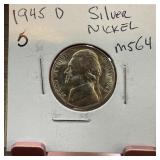 1945-D JEFFERSON SILVER WAR NICKEL HIGH GRADE