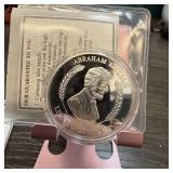 ABRAHAM LINCOLN PROOF COMM COIN SILVER PLATE