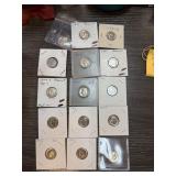 LOT OF 15 MIXED ROOSEVELT DIMES PROOF & UNCS