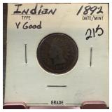 1892 INDIAN HEAD PENNY CENT