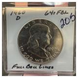 1960-D FRANKLIN SILVER HALF DOLLAR FBL
