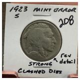 1923-S BUFFALO NICKEL CLASHED DIES
