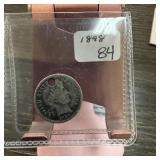 1898 BARBER SILVER DIME HOLED