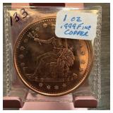 1 OZ COPPER BULLION ROUND TRADE DOLLAR