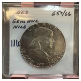 1962 UNC FRANKLIN SILVER HALF DOLLAR