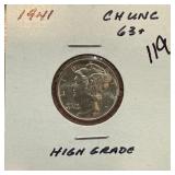 1941 MERCURY SILVER DIME HIGH GRADE