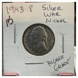 1943-P JEFFERSON SILVER WAR NICKEL HIGHER GRADE