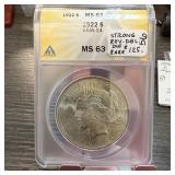 ANACS GRADED MS63 1922 VAM 14 MS63 PEACE SILVER $1