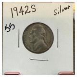 1942-S JEFFERSON SILVER WAR NICKEL