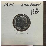 1964 GEM PROOF SILVER ROOSEVELT DIME