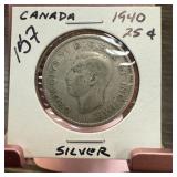 1940 CANADA SILVER QUARTER