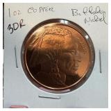 1 OZ COPPER BULLION ROUND BUFFALO NICKEL