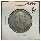 1950-D FRANKLIN SILVER HALF DOLLAR