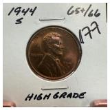 1944-S WHEAT PENNY CENT HIGH GRADE