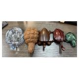 LOT OF 5 TURTLES MALACHITE / GLASS