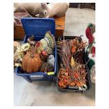 2 LARGE BINS OF FALL DECOR