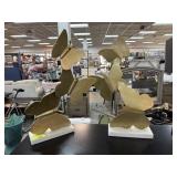 2PC LARGE BUTTERFLY SCULPTURES W MARBLE BASES