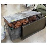 METAL TRUNK W CONTENTS W A LOT OF TARPS