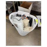 LARGE BIN OF HOUSE LINENS / SHEETS ETC